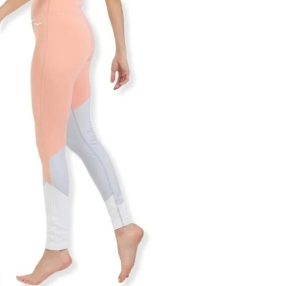 NWT Lazypants coral pink peach, grey & white sports bra top & leggings bundle - Picture 4 of 13